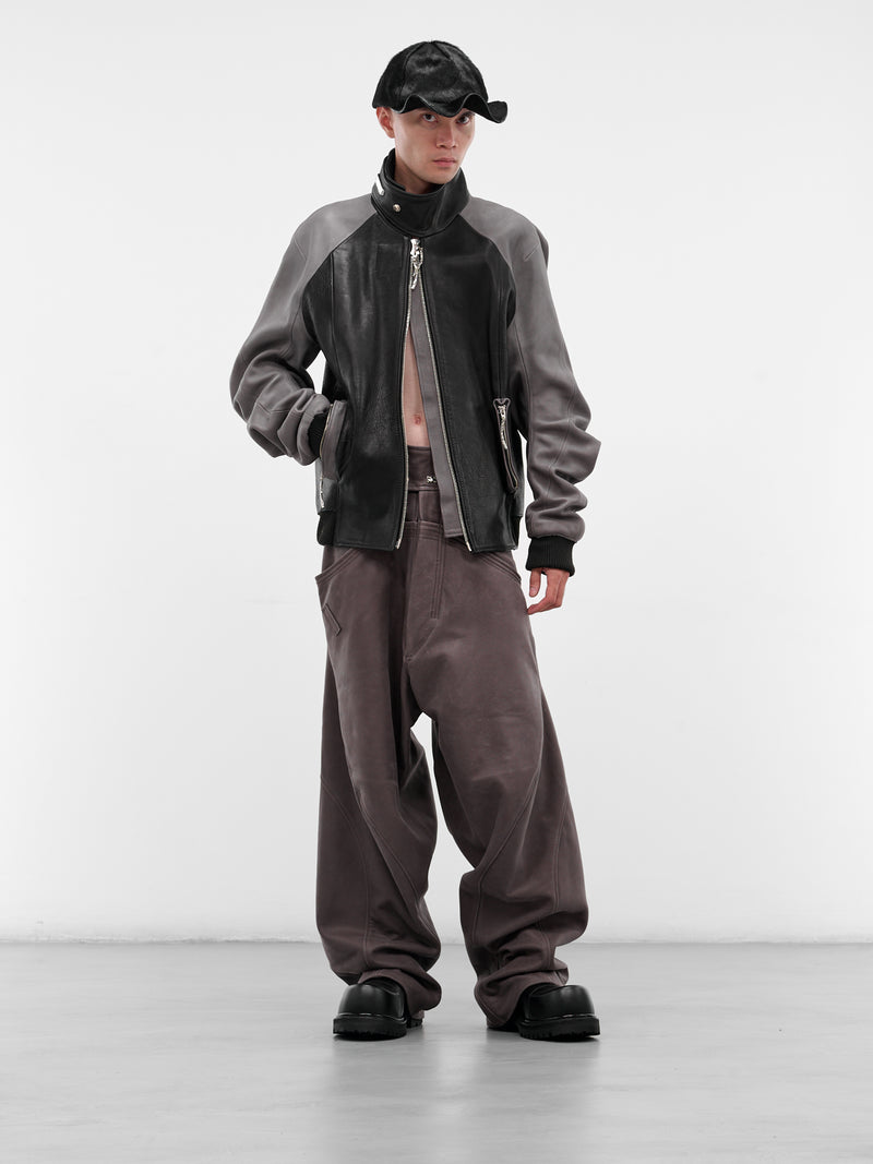Brown Leather Reverse Seam Trousers (REVERSED-SEAM-BAGGY-BEIGE)