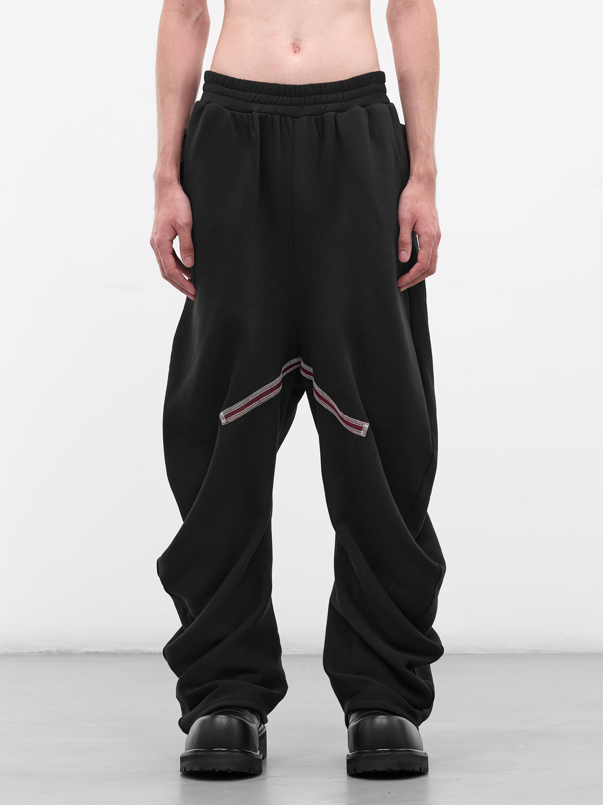 Black Piped Twisted Sweatpants (TWISTED-TRACK-BLACK)