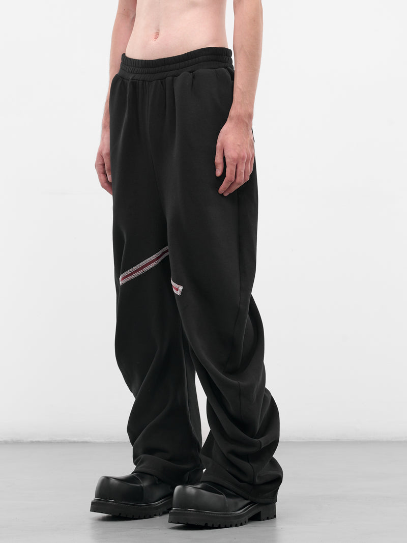 Black Piped Twisted Sweatpants (TWISTED-TRACK-BLACK)