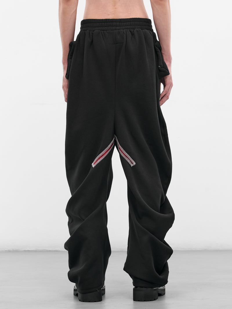Black Piped Twisted Sweatpants (TWISTED-TRACK-BLACK)