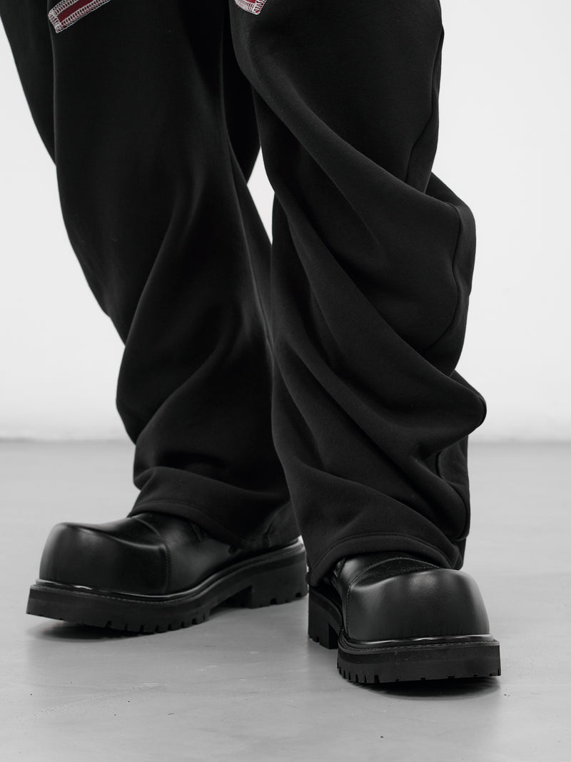 Black Piped Twisted Sweatpants (TWISTED-TRACK-BLACK)