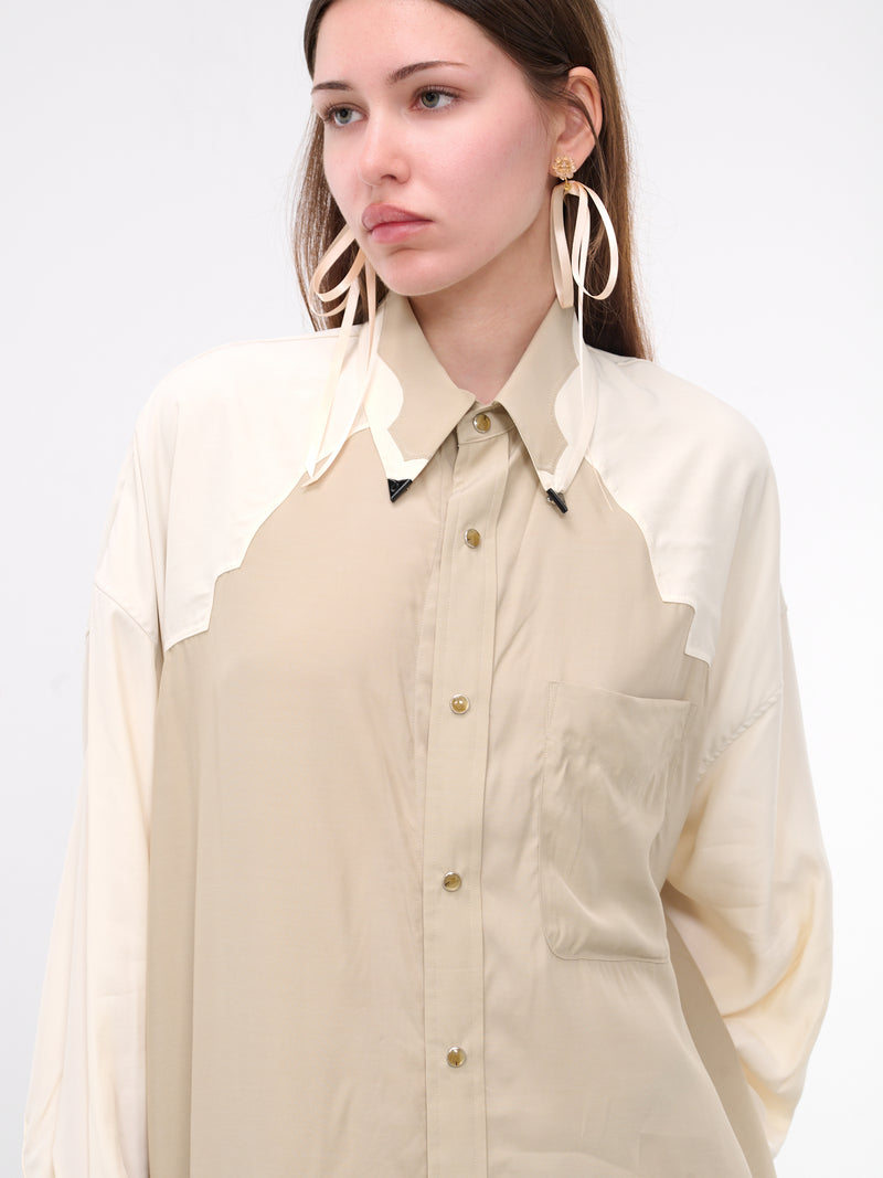Color Blocked Shirt Dress (TZ241-FH977-E-BEIGE)