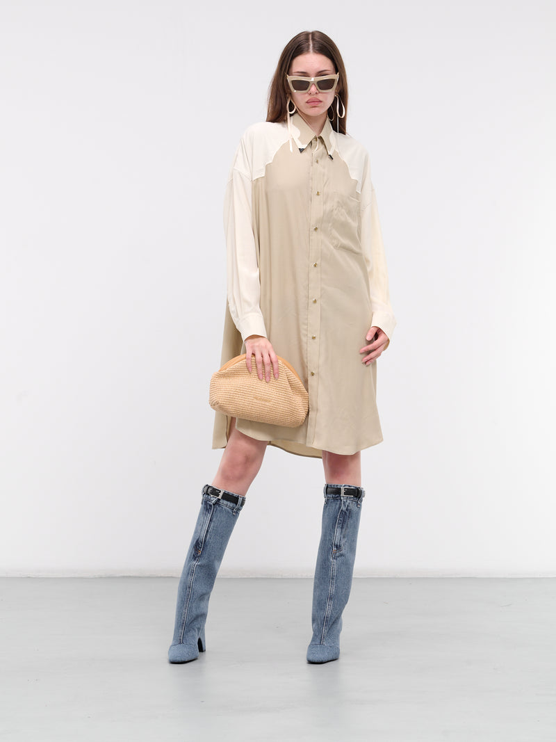 Color Blocked Shirt Dress (TZ241-FH977-E-BEIGE)