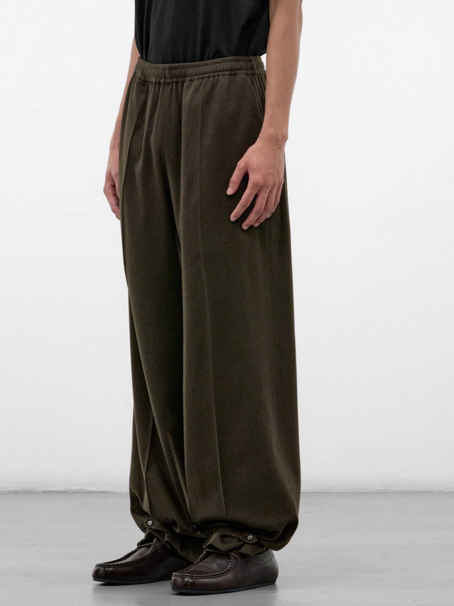 Green Cotton-Cashmere Relaxed Pants (U252-P048-W022-GREEN)