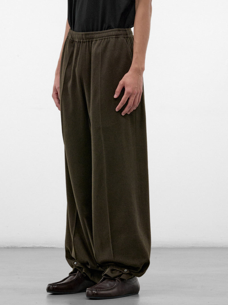 Green Cotton-Cashmere Relaxed Pants (U252-P048-W022-GREEN)