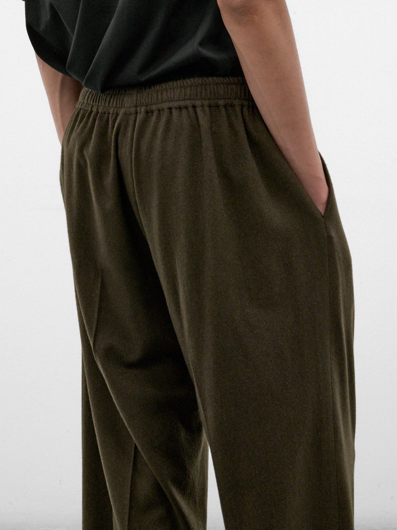 Green Cotton-Cashmere Relaxed Pants (U252-P048-W022-GREEN)