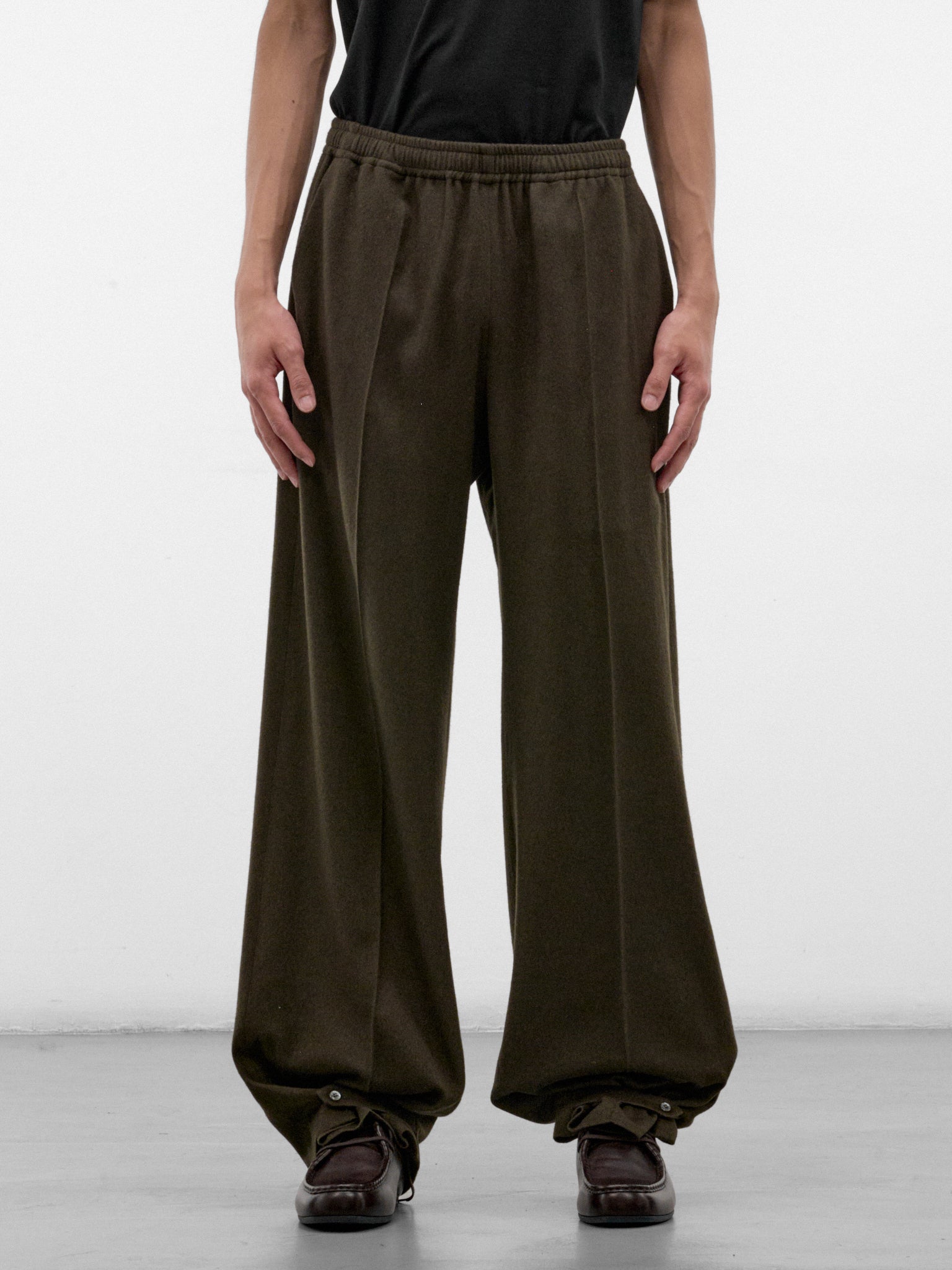 Green Cotton-Cashmere Relaxed Pants (U252-P048-W022-GREEN)
