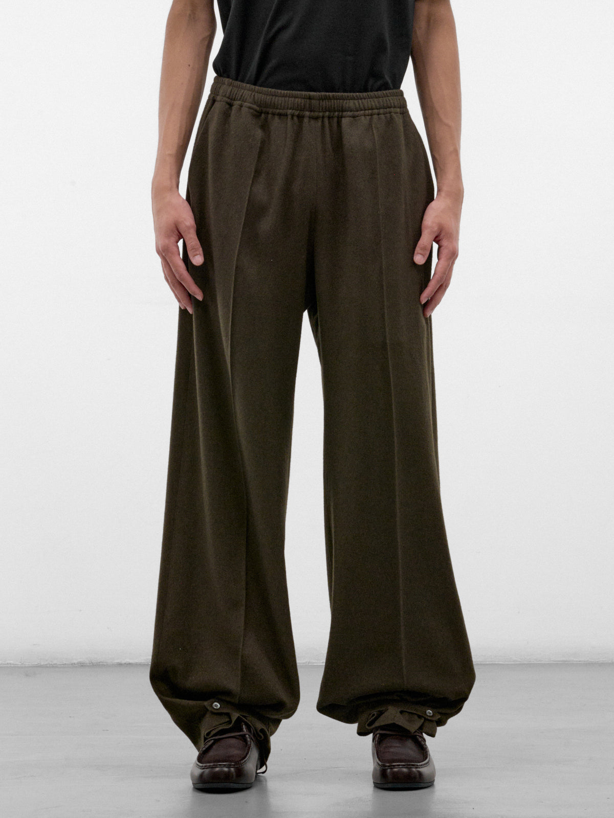 Green Cotton-Cashmere Relaxed Pants (U252-P048-W022-GREEN)