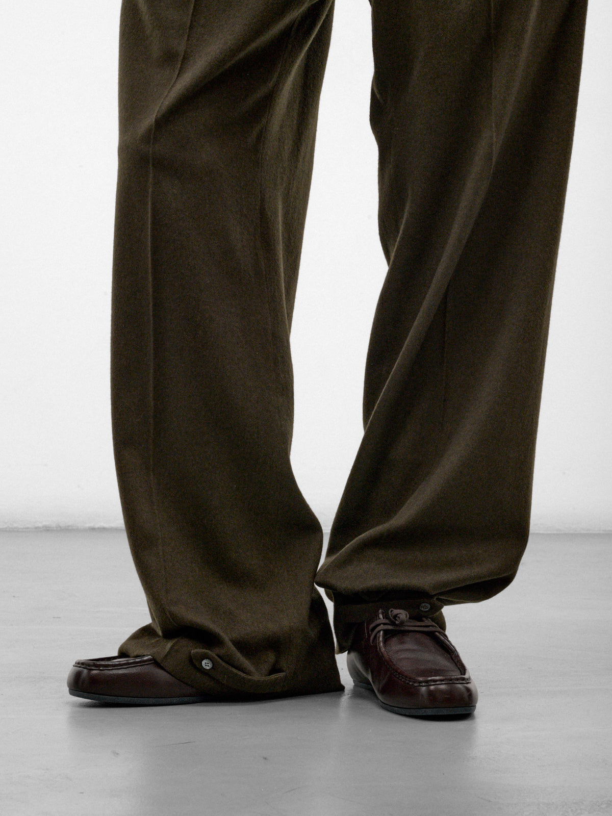 Green Cotton-Cashmere Relaxed Pants (U252-P048-W022-GREEN)