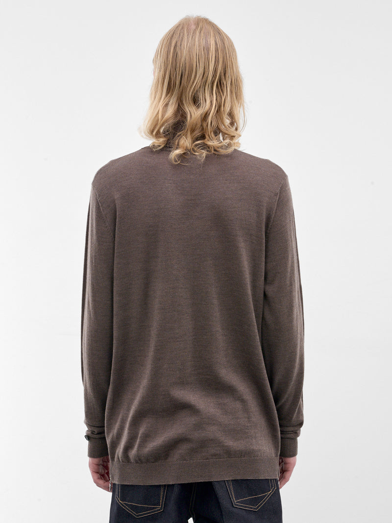 Brown Zip Vent Knit Turtleneck (U252-Y011-W043-BROWN)