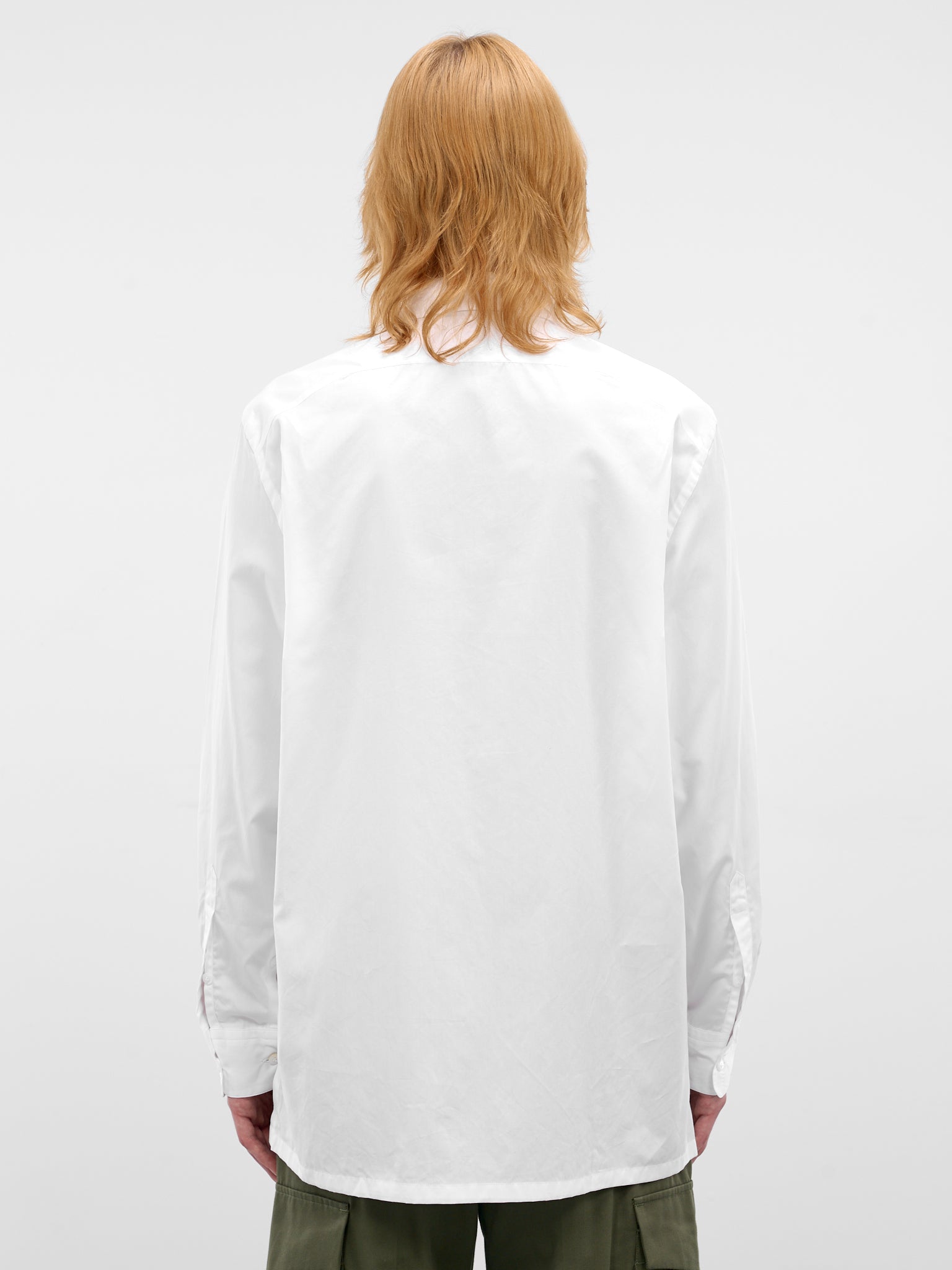 White Cotton Vent Cuffs Shirt (U261-H047-C004-WHITE)