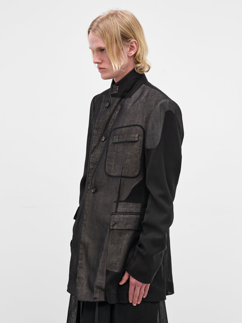 Black Wool Fish Net Blazer (U261-J032-W052-BLACK)