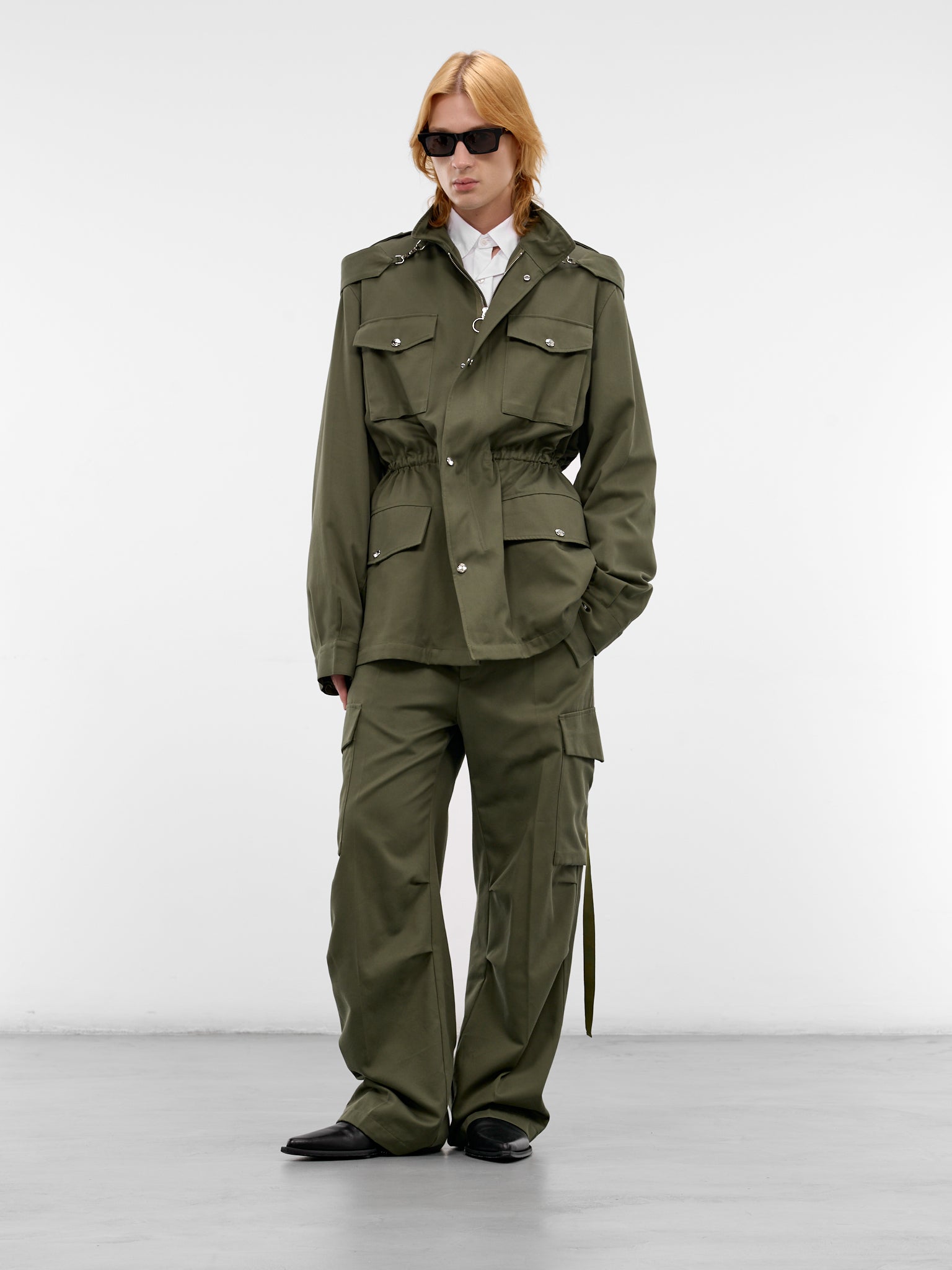 White Cotton Vent Cuffs Shirt (U261-H047-C004-WHITE)