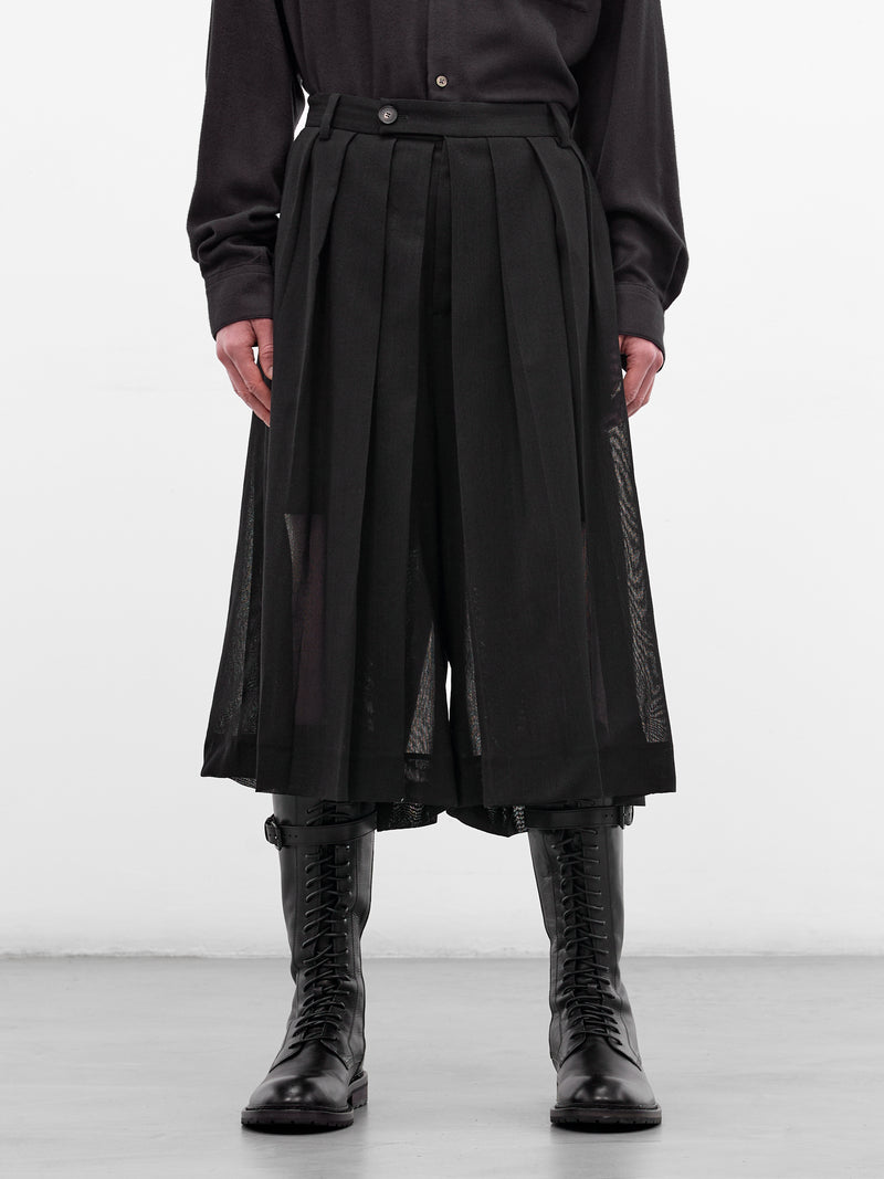 Black Wool Fishnet Hakama Pants (U261-P007-W052-BLACK)