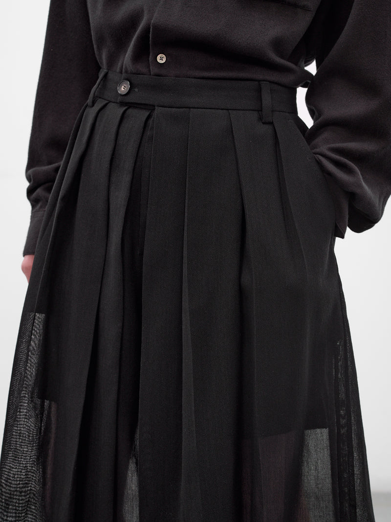 Black Wool Fishnet Hakama Pants (U261-P007-W052-BLACK)