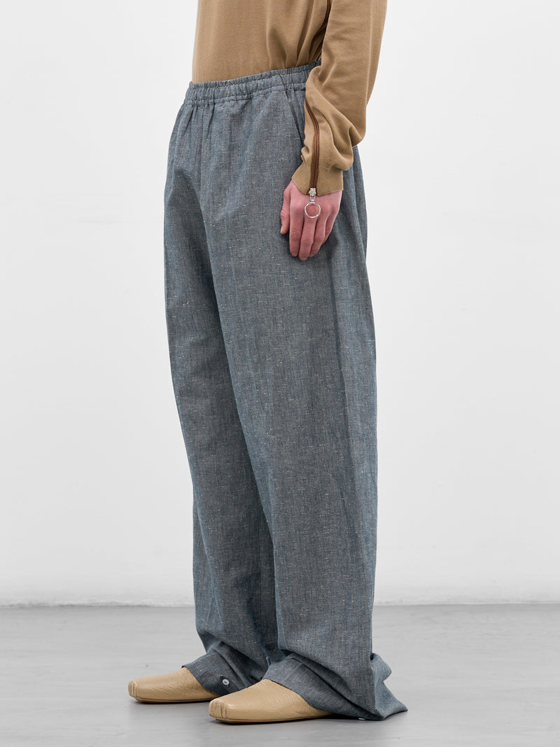 Indigo Paper Chambray Baggy Trousers (U261-P048-C019-INDIGO)