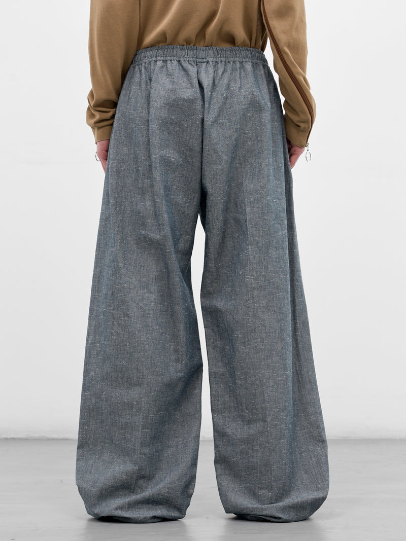 Indigo Paper Chambray Baggy Trousers (U261-P048-C019-INDIGO)