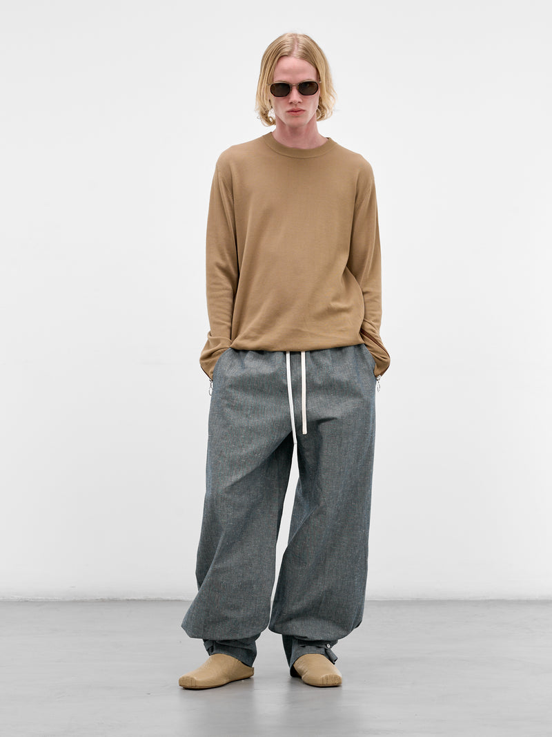 Indigo Paper Chambray Baggy Trousers (U261-P048-C019-INDIGO)