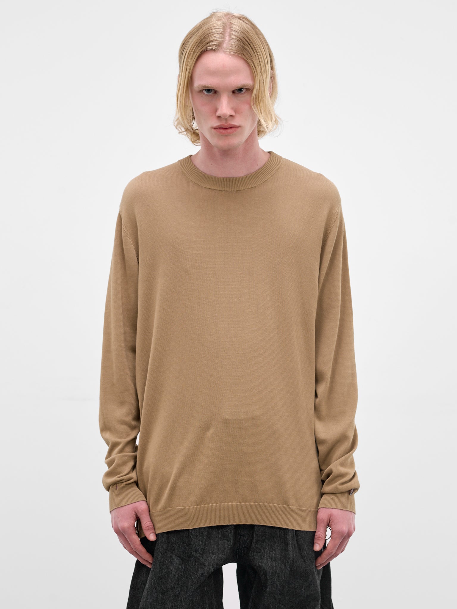 Beige Cotton Knit Crewneck Sweater (U261-Y014-C044-BEIGE)