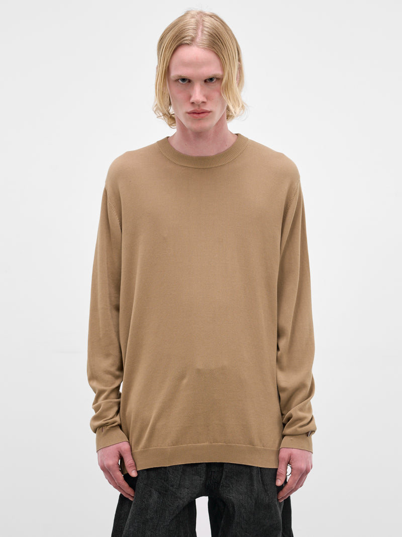 Beige Cotton Knit Crewneck Sweater (U261-Y014-C044-BEIGE)