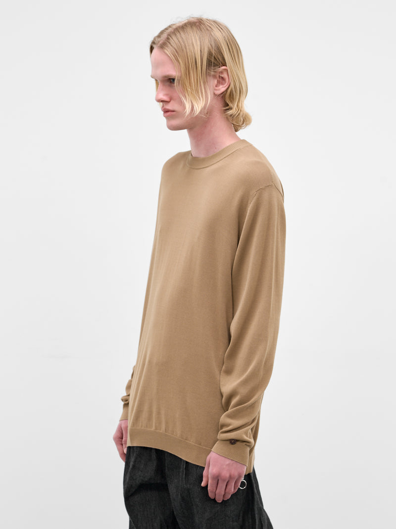 Beige Cotton Knit Crewneck Sweater (U261-Y014-C044-BEIGE)
