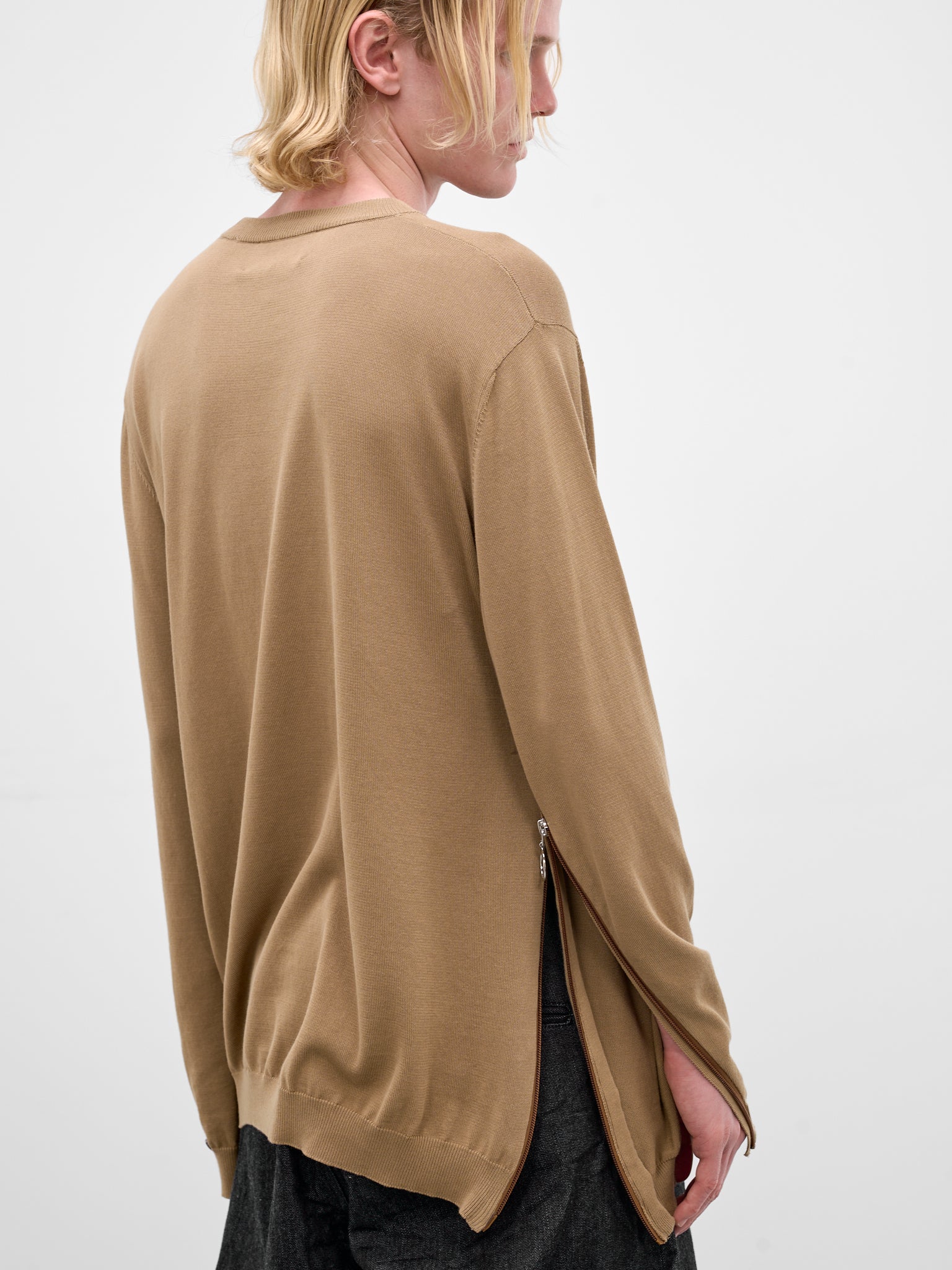 Beige Cotton Knit Crewneck Sweater (U261-Y014-C044-BEIGE)