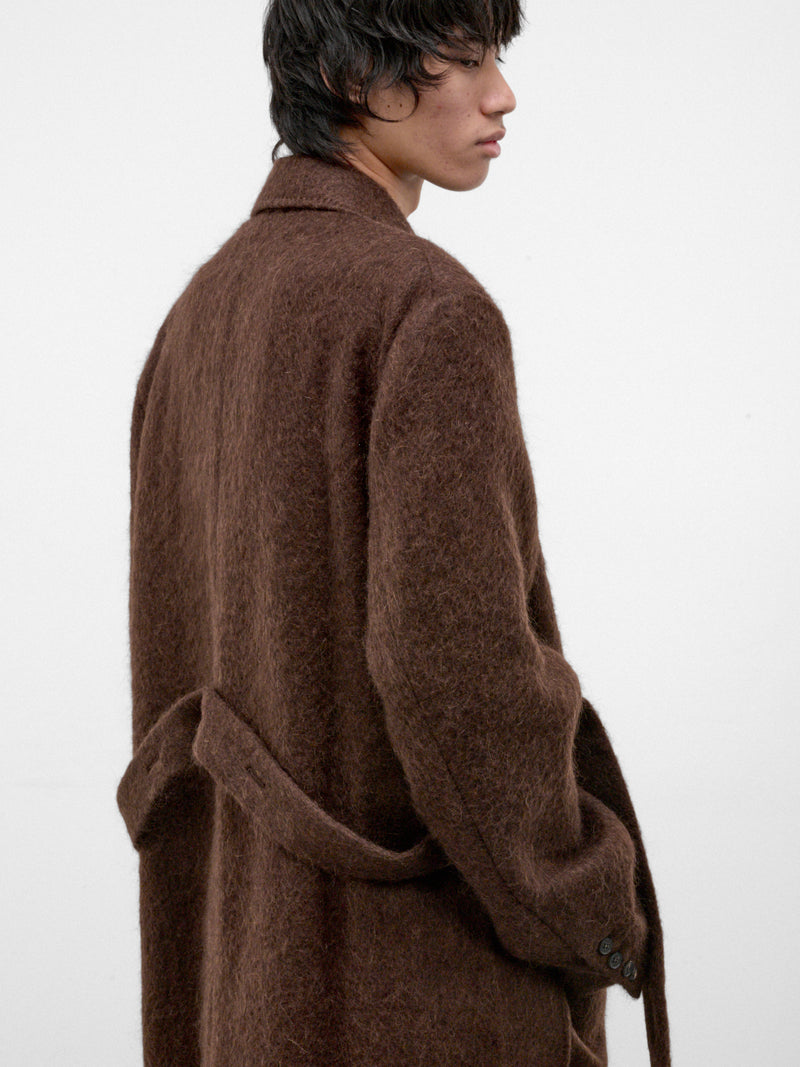 Brown Mohair Double-Breasted Coat (U262-C039-W065-BROWN)