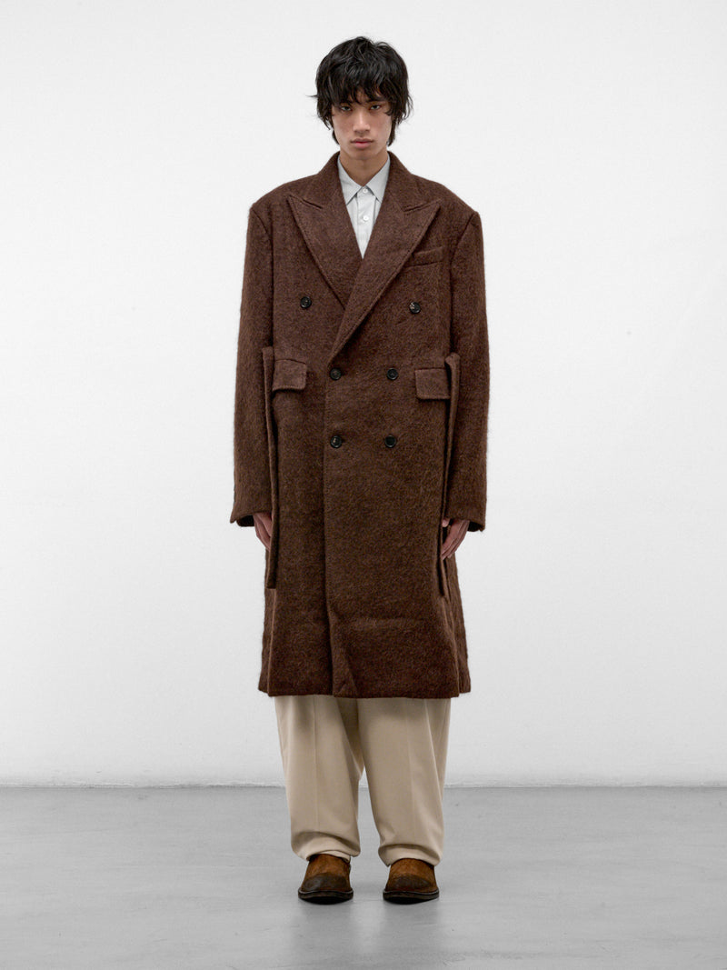 Brown Mohair Double-Breasted Coat (U262-C039-W065-BROWN)