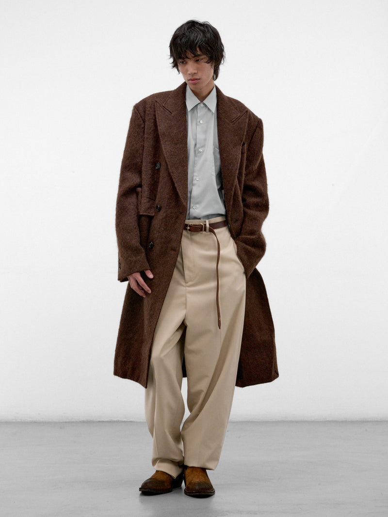 Brown Mohair Double-Breasted Coat (U262-C039-W065-BROWN)
