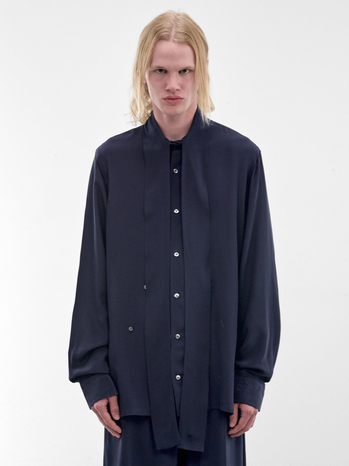 Navy Scarf Collar Shirt (U262-H014-S026-NAVY)