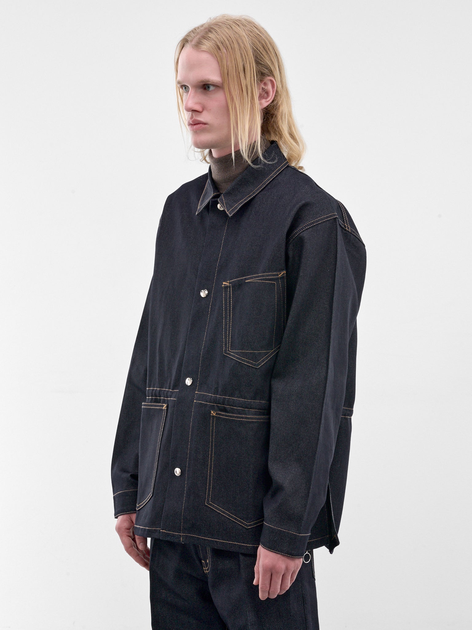 Indigo Denim Buttoned Workwear Jacket (U262-J039-C018-ROW-INDIGO)