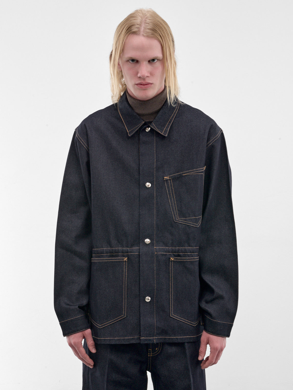 Indigo Denim Buttoned Workwear Jacket (U262-J039-C018-ROW-INDIGO)