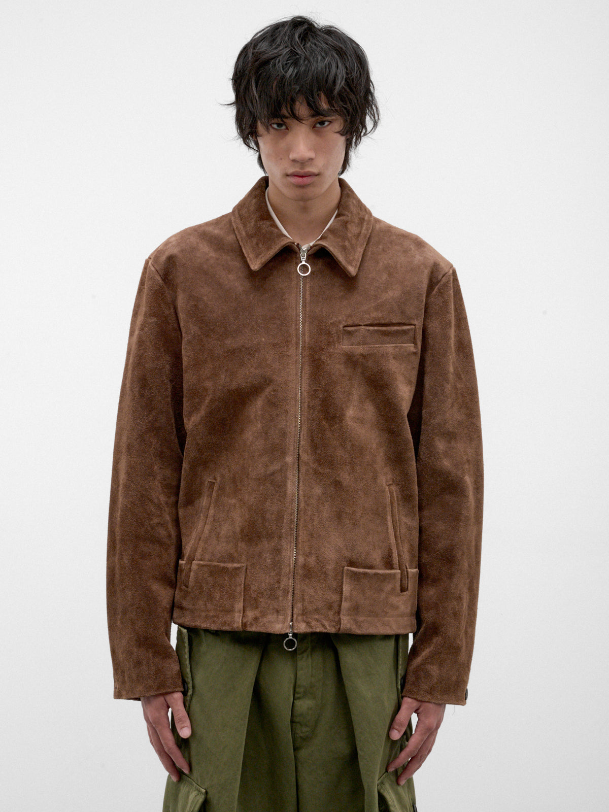 Brown Lamb Leather Zip Jacket (U262-J070-K016-DARK-BROWN)