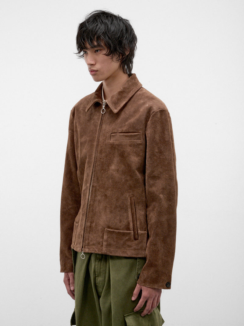 Brown Lamb Leather Zip Jacket (U262-J070-K016-DARK-BROWN)