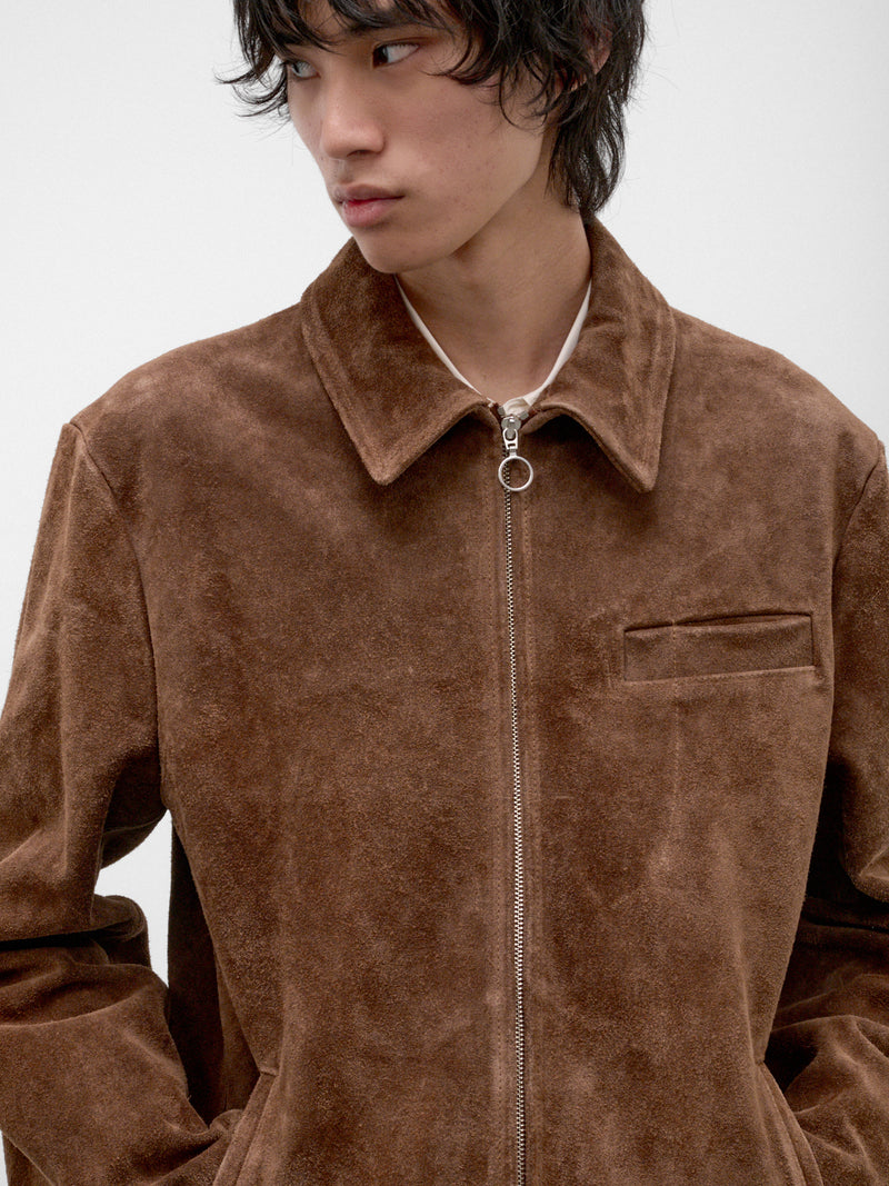 Brown Lamb Leather Zip Jacket (U262-J070-K016-DARK-BROWN)