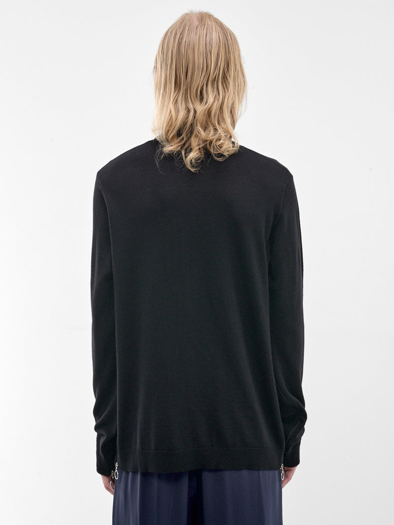 Black Zip Vent Knit Turtleneck (U252-Y011-W043-BLACK)
