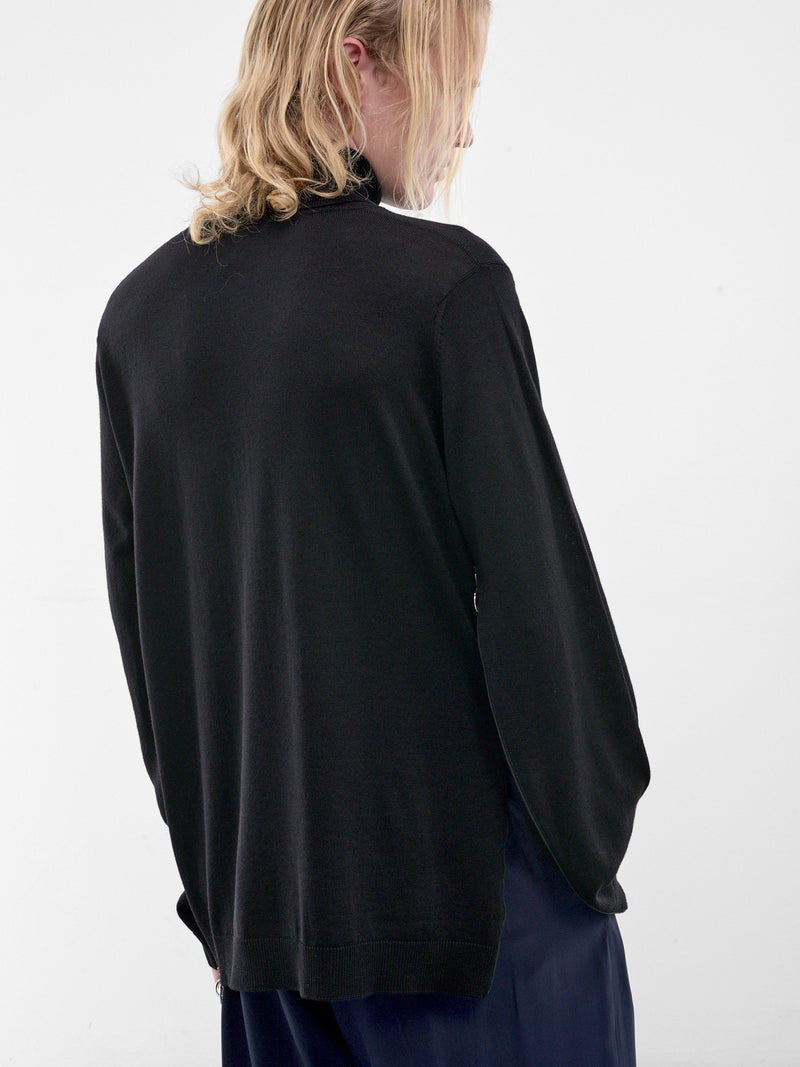 Black Zip Vent Knit Turtleneck (U252-Y011-W043-BLACK)