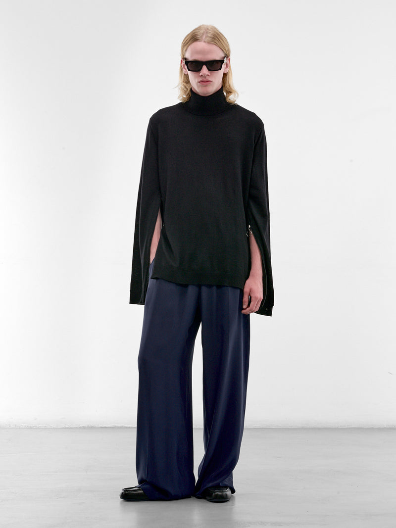 Black Zip Vent Knit Turtleneck (U252-Y011-W043-BLACK)