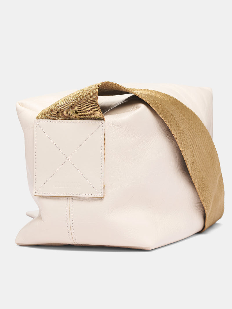 White Leather Shoulder Bag (UB0034-UW124-WHITE-MUSTARD)