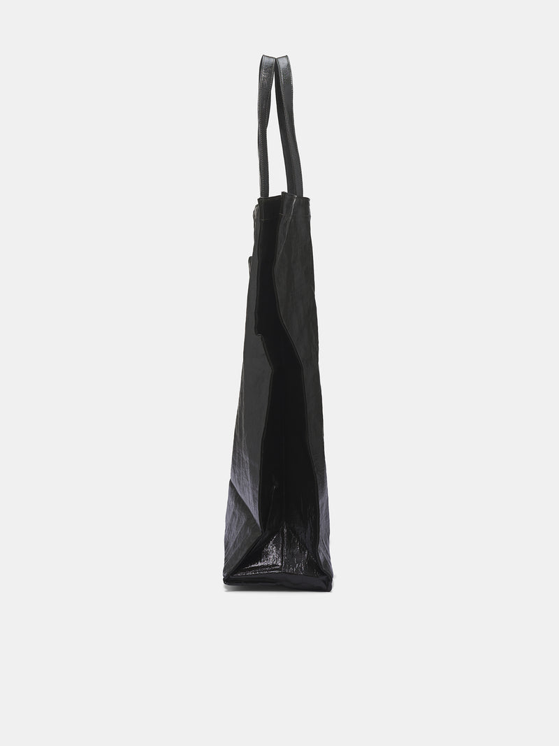 Black Coated Canvas Shopping Bag (UB0065-UW490-DARK-GREEN)