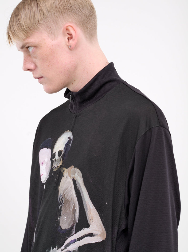 Graphic Quarter-Zip Sweater (UC1D4806-2-BLACK)