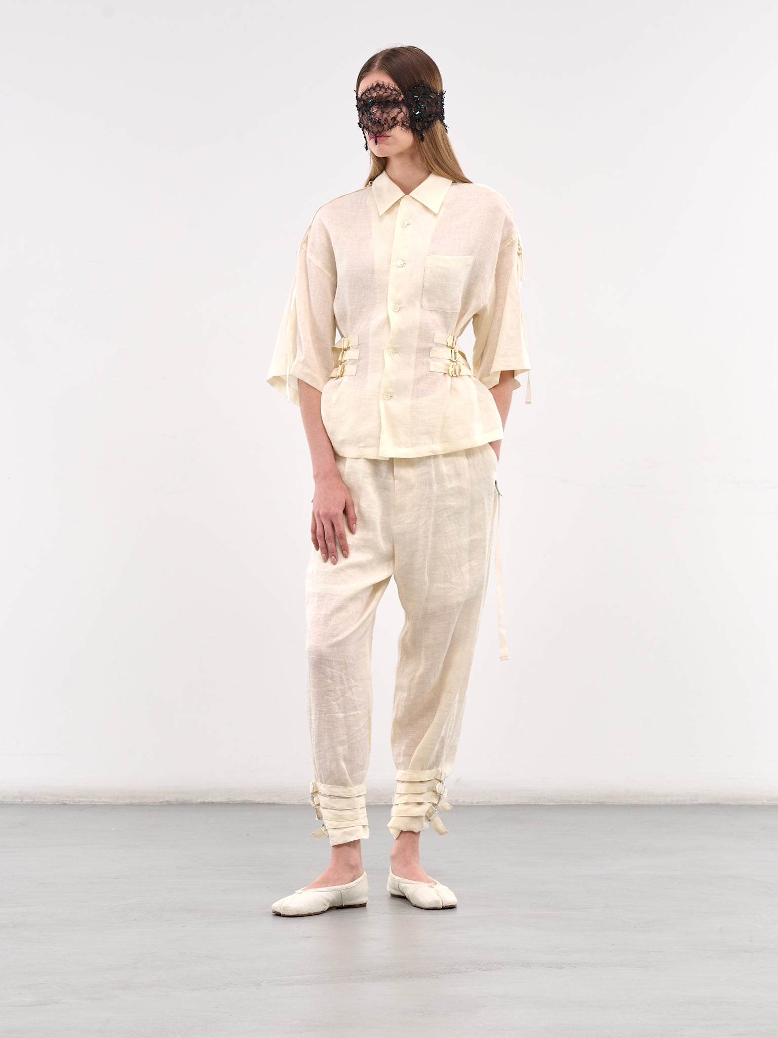 Cinch Strap Trousers (UC1E1501-2-OFF-WHITE)