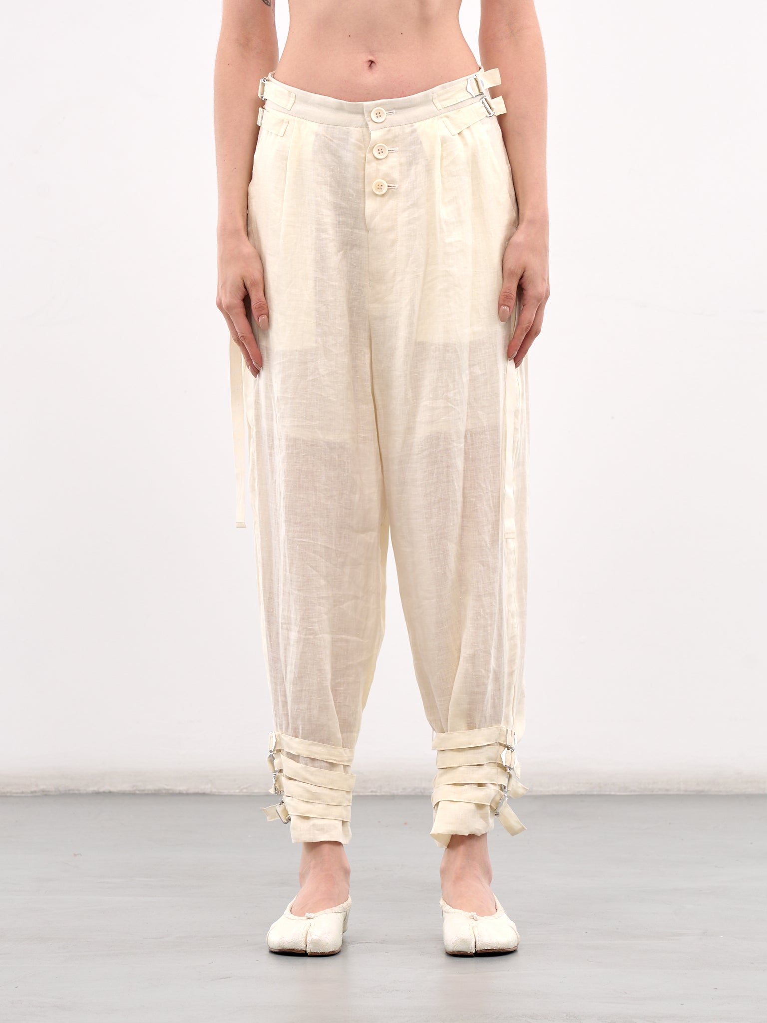 Cinch Strap Trousers (UC1E1501-2-OFF-WHITE)