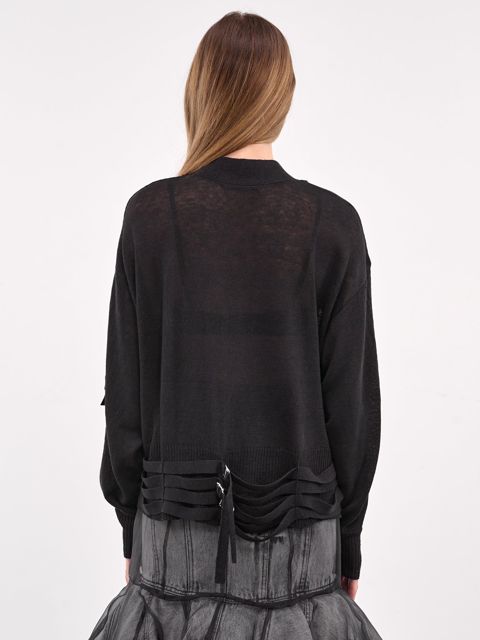 Cinch Strap Knit Cardigan (UC1E1902-BLACK)