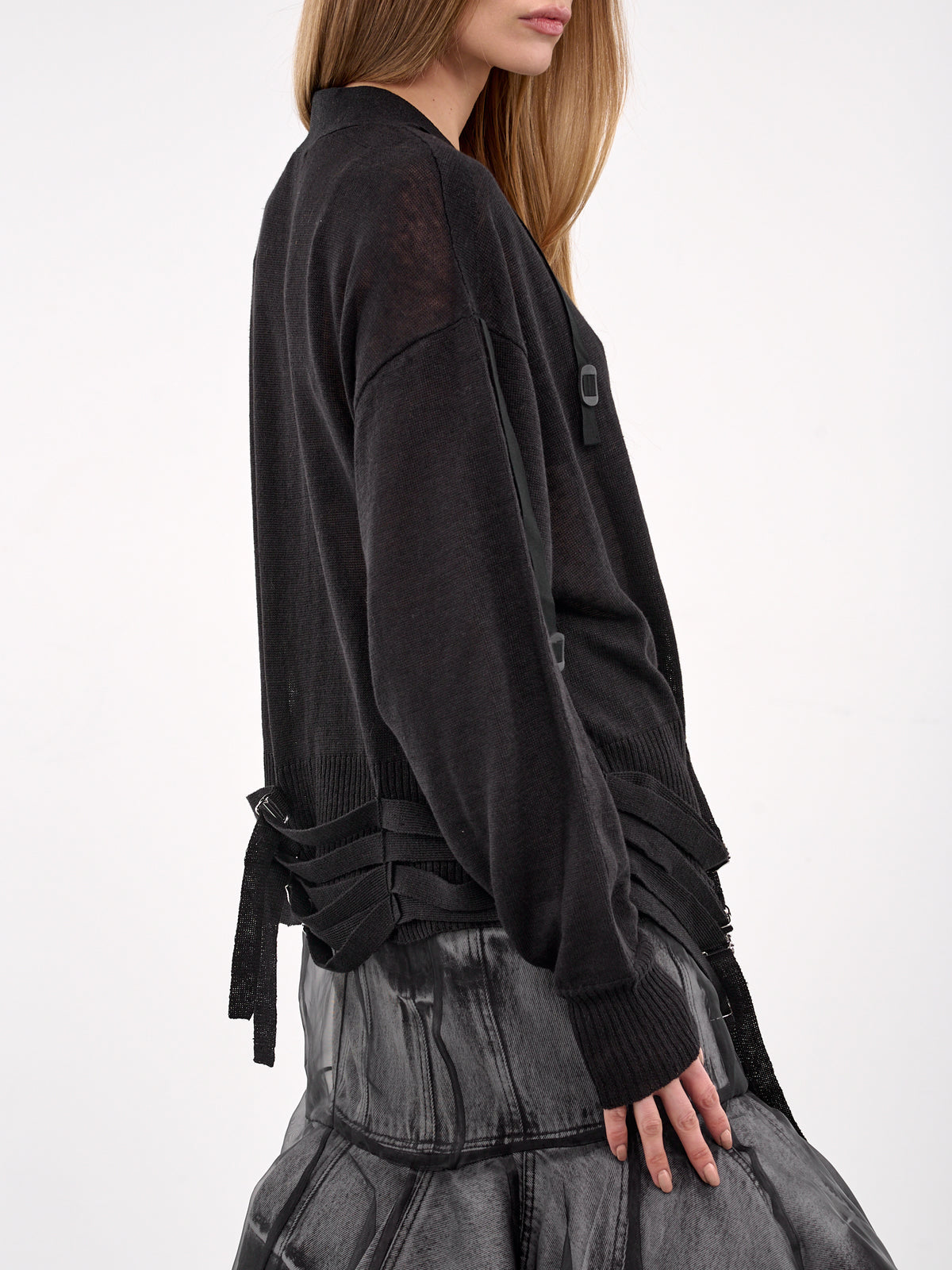 Cinch Strap Knit Cardigan (UC1E1902-BLACK)