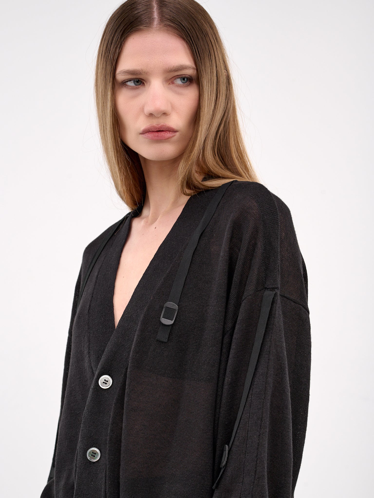 Cinch Strap Knit Cardigan (UC1E1902-BLACK)
