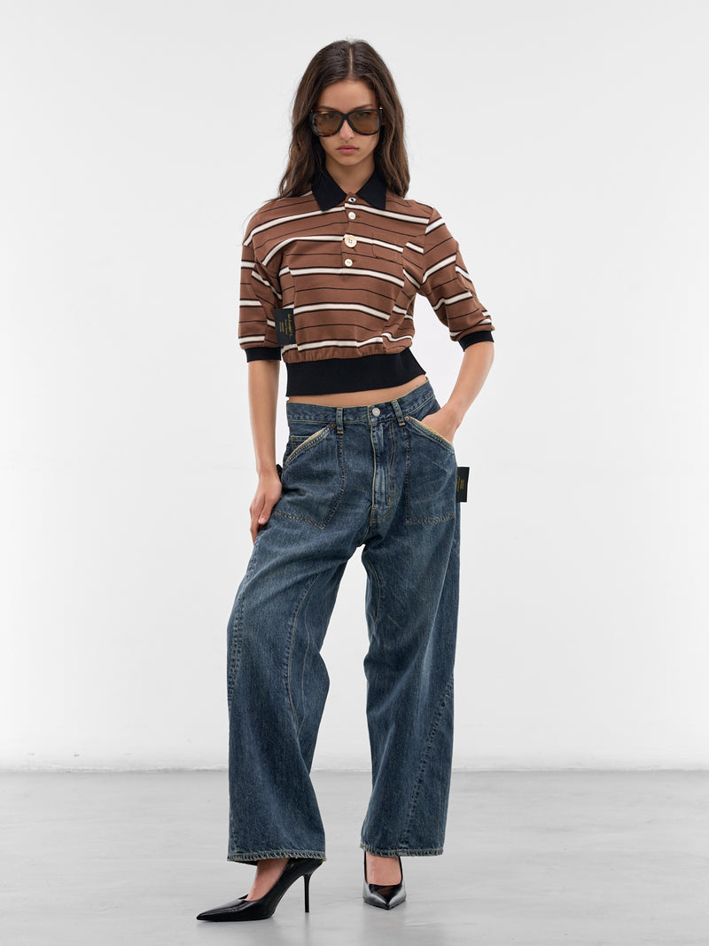 Indigo Denim Twisted Wide Jeans (UC1F1501-3-INDIGO)