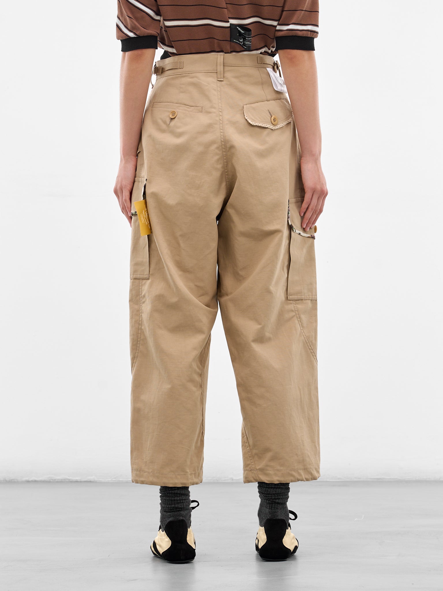 Beige Cotton-Linen Cargo Pants (UC1F1509-BEIGE)