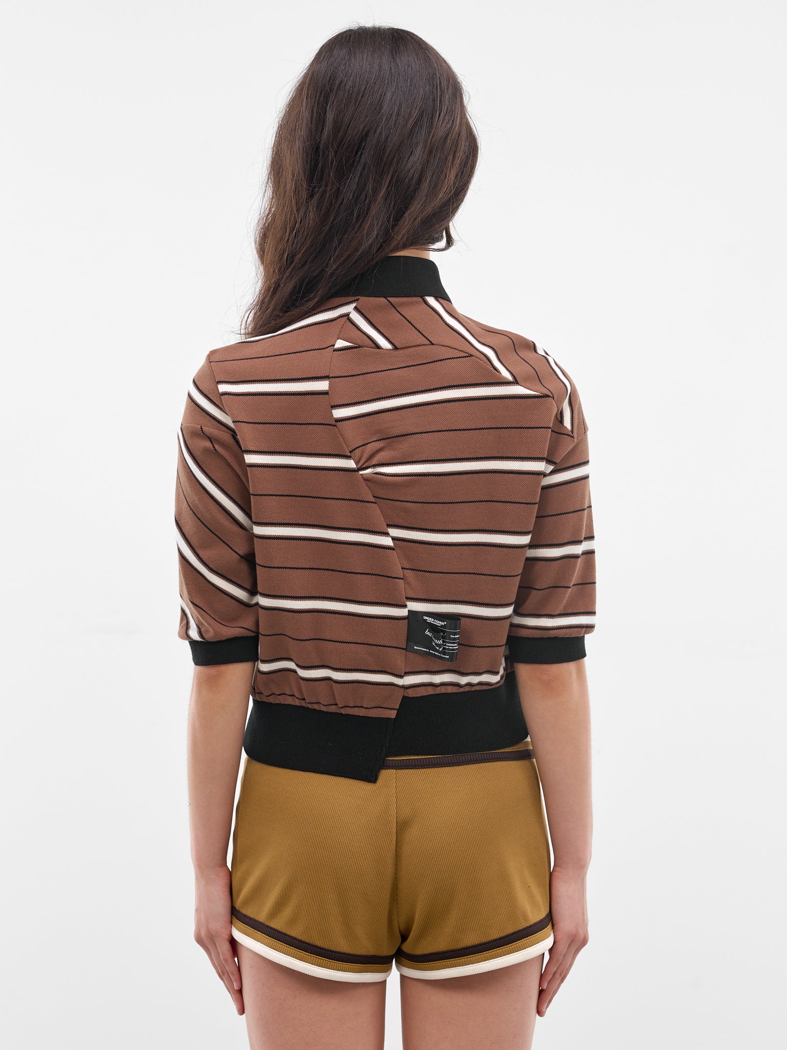 Brown Striped Knit Pique Polo (UC1F1804-BROWN-BORDER)
