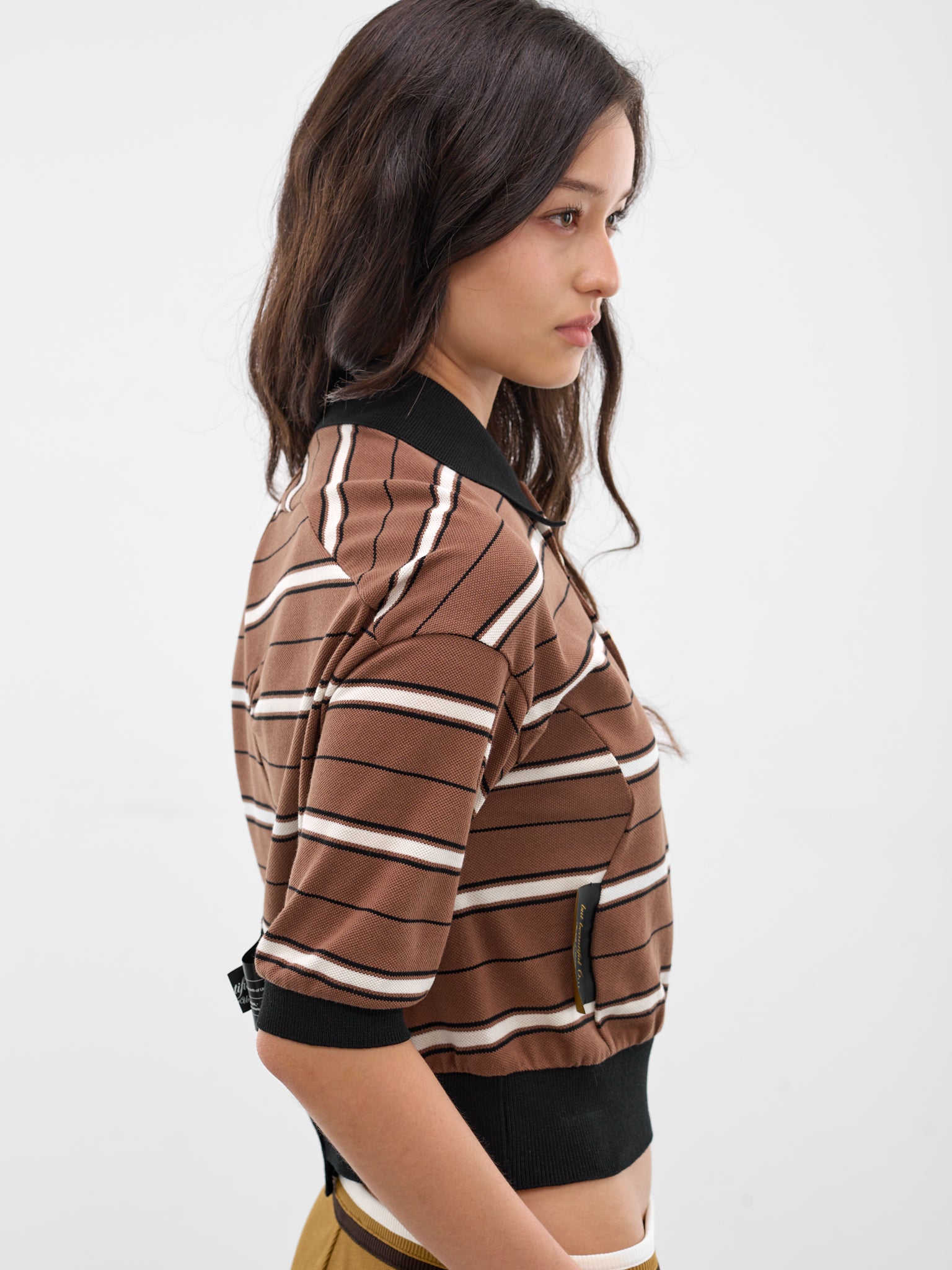 Brown Striped Knit Pique Polo (UC1F1804-BROWN-BORDER)